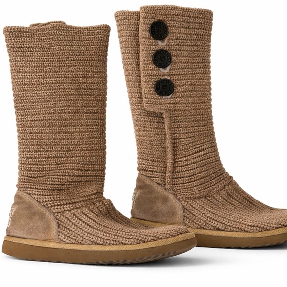 UGG Australia Cardy Knit Boots Tall Brown Button Sweater Boots Women Size 6 - Picture 13 of 13